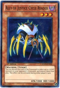 Ally of Justice Cycle Reader - HA03-EN052 - Super Rare - 1st Edition