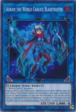 Auram the World Chalice Blademaster - COTD-EN049 - Super Rare - 1st Edition