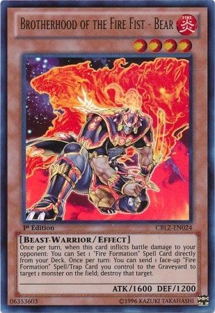 Brotherhood of the Fire Fist - Bear - CBLZ-EN024 - Ultra Rare - 1st Edition