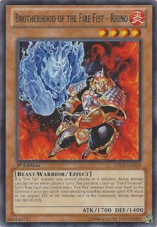 Brotherhood of the Fire Fist - Rhino - LTGY-EN028 - Rare - 1st Edition