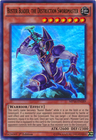 Buster Blader, the Destruction Swordmaster - MP16-EN189 - Ultra Rare - 1st Edition