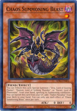 Chaos Summoning Beast - SDSA-EN004 - Common - 1st Edition