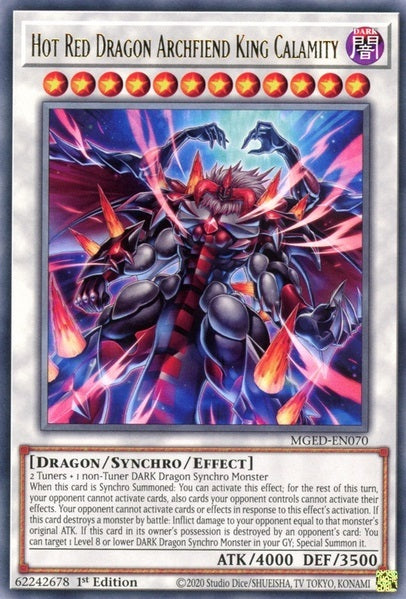 Hot Red Dragon Archfiend King Calamity - MGED-EN070 - Rare - 1st Edition