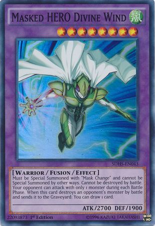 Masked HERO Divine Wind - SDHS-EN043 - Super Rare - 1st Edition