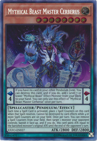 Mythical Beast Master Cerberus - EXFO-EN027 - Secret Rare - Unlimited