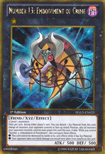 Number 13: Embodiment of Crime - PGLD-EN023 - Gold Secret Rare - Unlimited