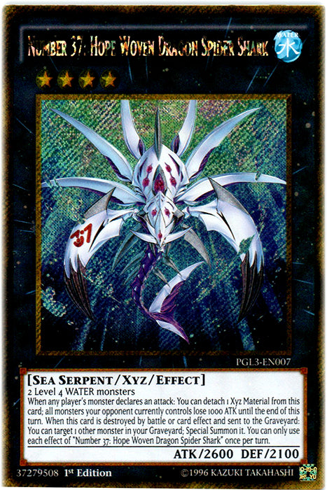 Number 37: Hope Woven Dragon Spider Shark - PGL3-EN007 - Gold Secret Rare - 1st Edition