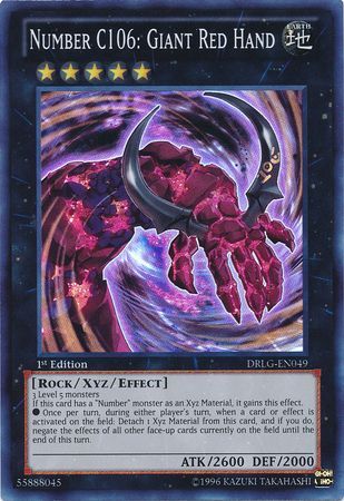Number C106: Giant Red Hand - DRLG-EN049 - Super Rare - 1st Edition
