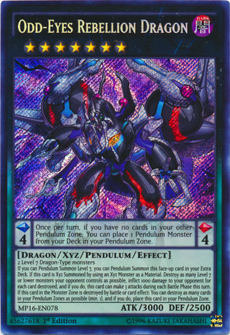 Odd-Eyes Rebellion Dragon - MP16-EN078 - Secret Rare - 1st Edition