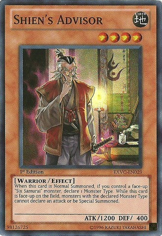 Shien's Advisor - EXVC-EN029 - Super Rare - 1st Edition