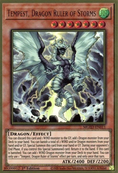 Tempest, Dragon Ruler of Storms - MGED-EN011 - Premium Gold Rare - 1st Edition