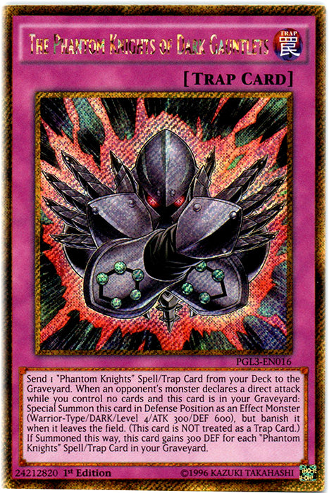 The Phantom Knights of Dark Gauntlets - PGL3-EN016 - Gold Secret Rare - 1st Edition