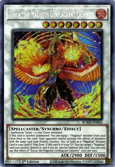 Zoroa, the Magistus Conflagrant Calamity - BODE-EN045 - Secret Rare - 1st Edition