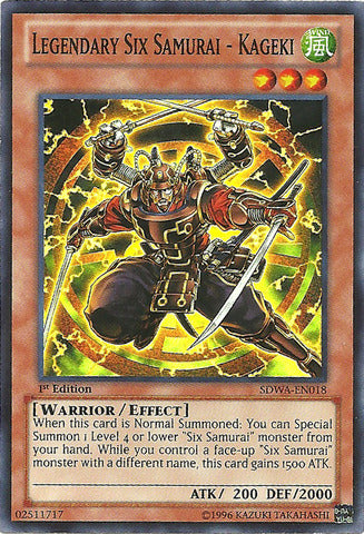 Legendary Six Samurai - Kageki - SDWA-EN018 - Super Rare - 1st Edition